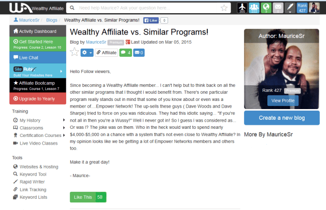 Wealthy Affiliate Review!